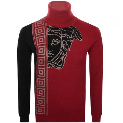 Versace Roll Neck Knit Jumper Red