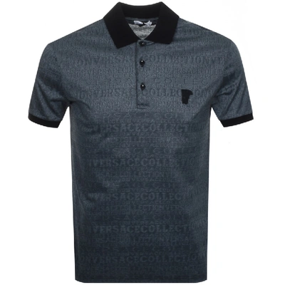 Versace Patterned Polo T Shirt Blue