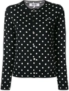 Comme Des Garçons Play Embroidered Heart Polka Dot Cardigan In Black
