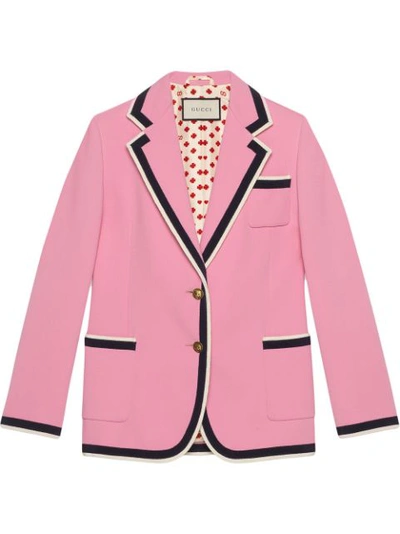 Gucci Grosgrain-trimmed Cady Blazer In Pink