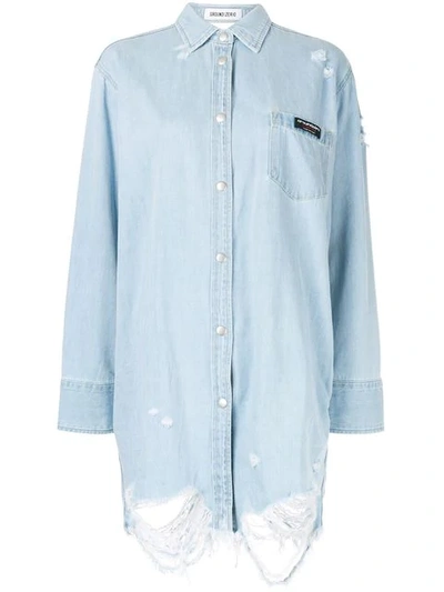 Ground Zero Cut-out Denim Shirt In Blue