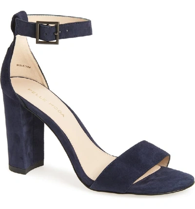 Pelle Moda Bonnie Ankle Strap Sandal In Midnight Blue Suede
