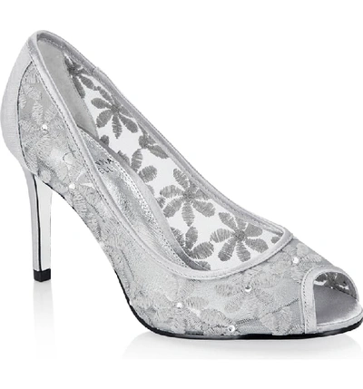 Adrianna Papell Frances Peep Toe Pump In Silver Fabric