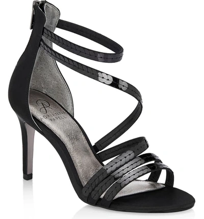 Adrianna Papell Alexi Sequin Strappy Sandal In Black Satin