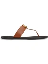 Gucci Marmont Logo-embellished Leather Sandals In Brown