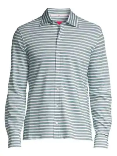 Isaia Men's Stripe Cotton Shirt In Bright Green