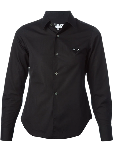 Comme Des Garçons Play Black Poplin Small Heart Shirt In Black 40