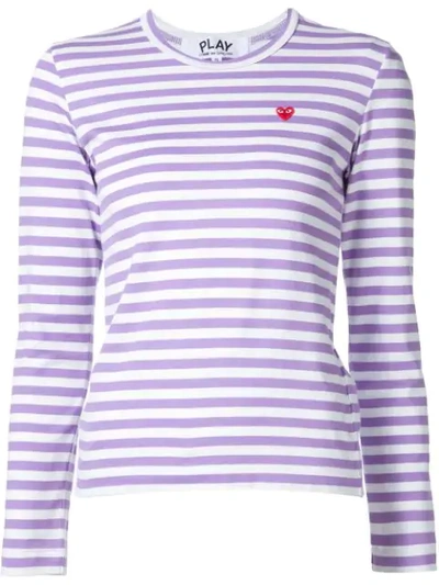 Comme Des Garçons Play Mini Heart Striped T-shirt In Pink