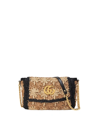 Gucci Gg Marmont 2.0 Small Raffia Shoulder Bag In Neutral
