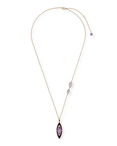 Etho Maria 18k Pink Gold Amethyst Marquise Pendant Necklace