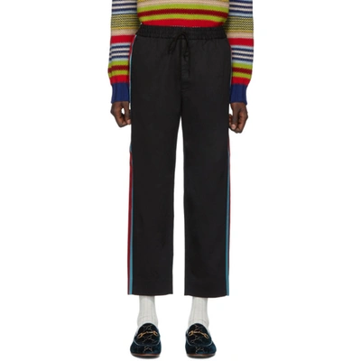 Gucci Men's Side-stripe Cotton Twill Drawstring Pants In 1043 Black