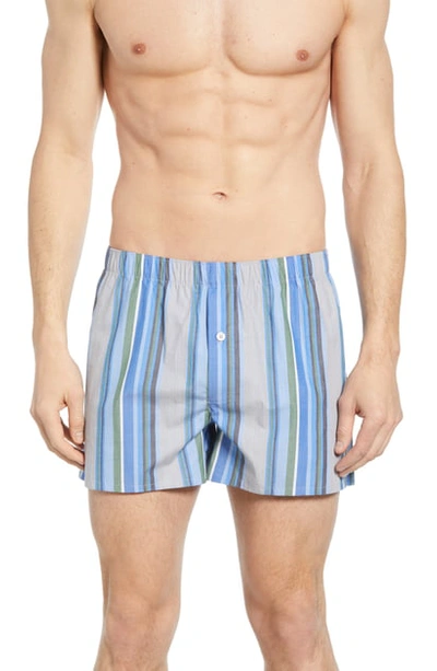 Hanro Fancy Cotton Boxers In Atlantic Stripe