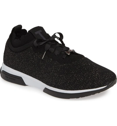 Ted Baker Women's Lyara Glitter Knit Low-top Sneakers In Black Textile