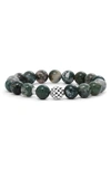 Lagos Sterling Silver Caviar Ball Beaded Moss Agate Bracelet, 10mm