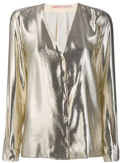 Indress Metallic Shirt In Silver