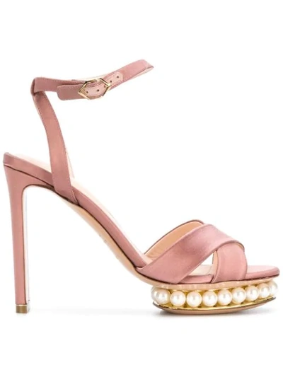 Nicholas Kirkwood Casati Pearl Platform Sandal In Dusty Pink In P33 Coffe - Light Gold