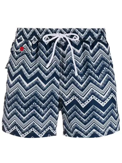 Kiton Printed Swim Shorts - Blue | ModeSens