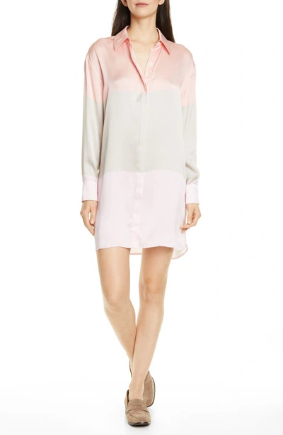 Equipment Lacene Long Sleeve Silk Shirtdress In Rose Cloud Multi