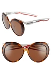 Balenciaga 56mm Round Sunglasses - Shiny Medium Havana/ Brown