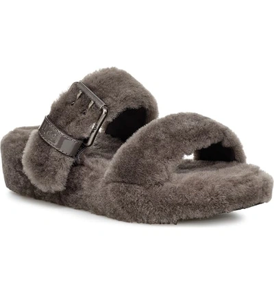 Ugg Fuzz Yeah Shearling Slippers In Charcoal