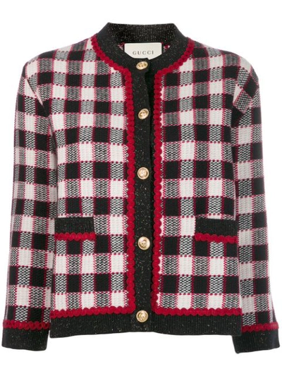 Gucci Tweed-jacke Mit Karomuster In Red