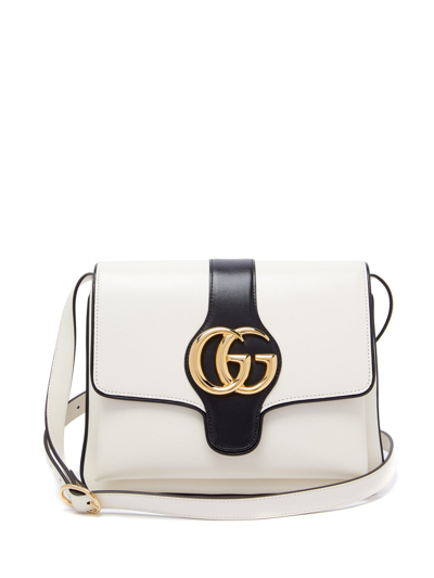 Gucci Arli Medium Leather Shoulder Bag In White Black