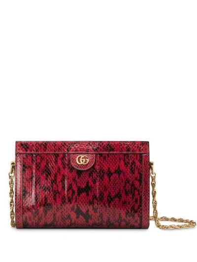 Gucci Ophidia Small Snakeskin Shoulder Bag In Red