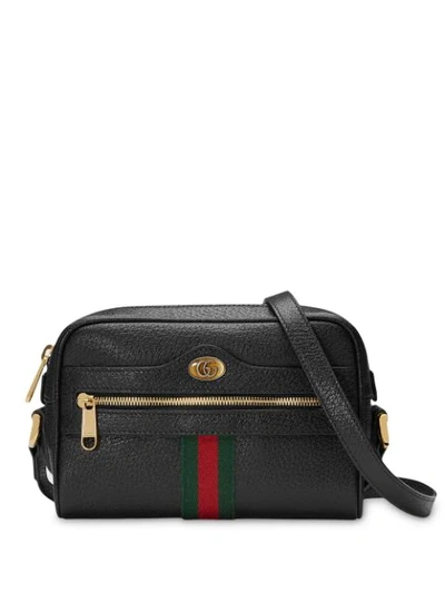 Gucci Ophidia Mini Leather Cross-body Bag In Black