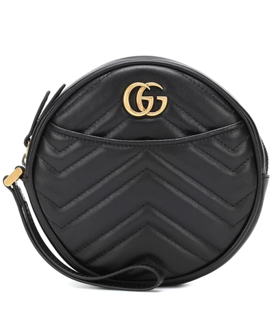 Gucci Gg Marmont Small Leather Clutch In Nero/ Nero