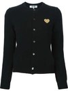 Comme Des Garçons Play Embroidered Logo Patch Cardigan In Blue