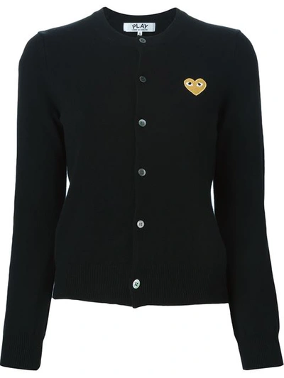 Comme Des Garçons Play Embroidered Logo Patch Cardigan In Black