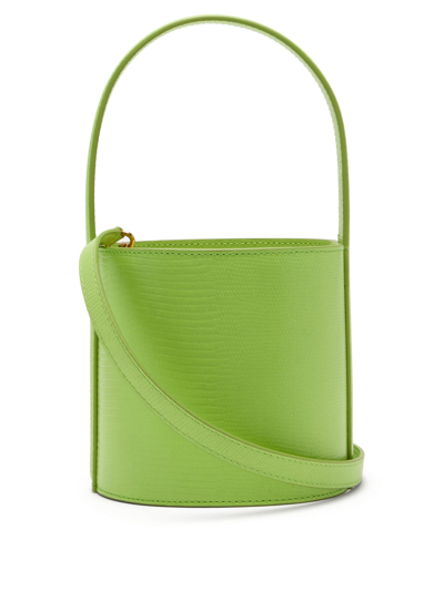 Staud Mini Bissett Lizard-embossed Leather Bucket Bag In Pistachio