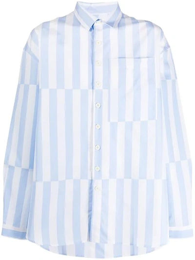 Sunnei Oversized Striped Shirt In Blue
