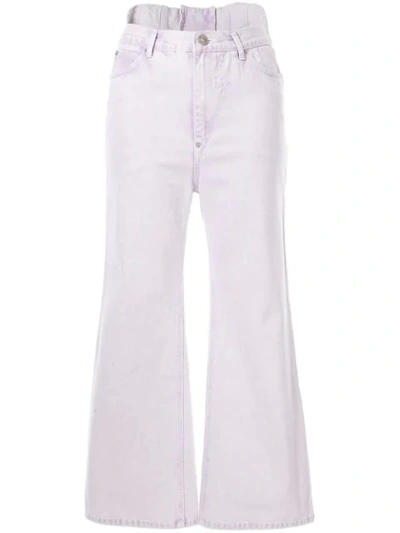 Pushbutton Cropped Flared Jeans In Purple