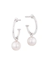 Mikimoto 7mm White Round Akoya Pearl 18k White Gold Hoop Earrings