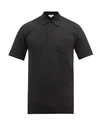 Sunspel Riviera Slim-fit Cotton-mesh Polo Shirt In Black