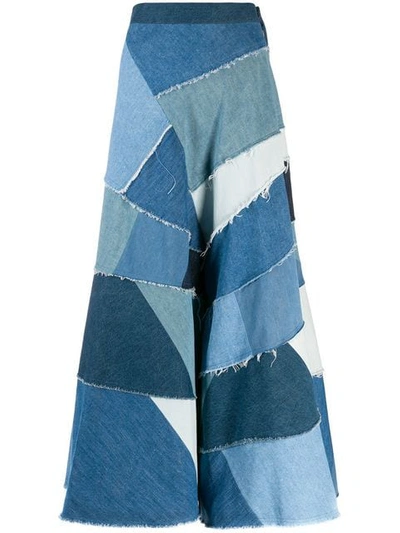 Junya Watanabe Patchwork Denim Skirt - Blue