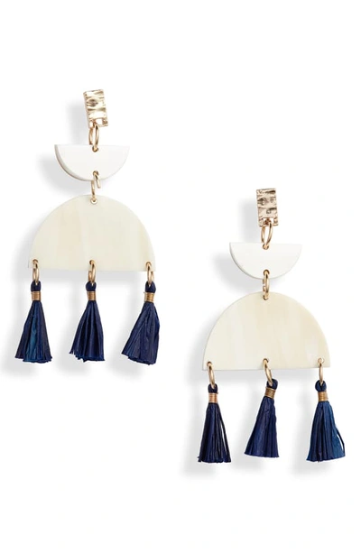 Akola Cheyenne Tassel Drop Earrings In Navy