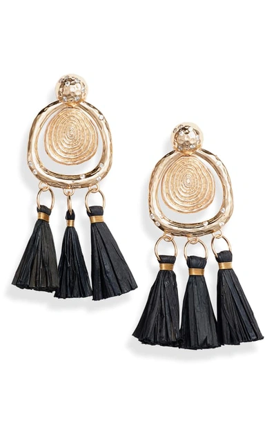 Akola Brianna Tassel Drop Earrings In Black