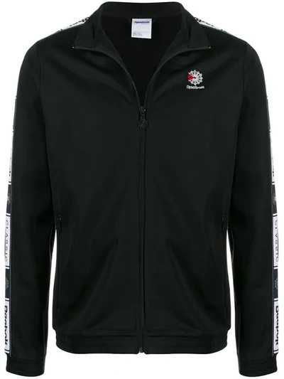 Reebok Logo Print Stripe Sports Jacket - Black