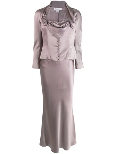 Pre-owned Dior 1990s  Two-piece Skirt Suit In Grey