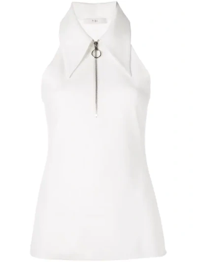 Tibi Structured Crepe Sleeveless Top In White