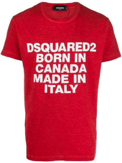 Dsquared2 Motto Print T-shirt In Red