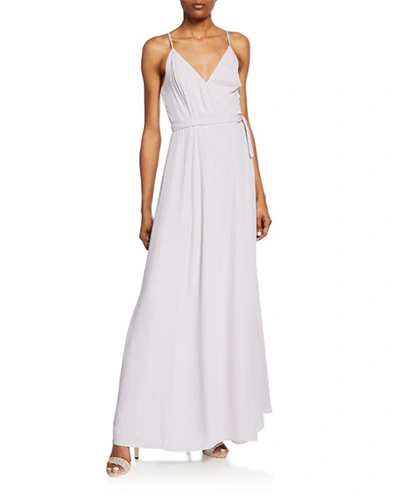 Wayf The Angelina Sleeveless Wrap Gown With Front Slit In Light Orchid