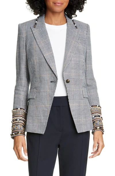 Veronica Beard Bronley Tailor Fit Embroidered Dickey Jacket In Navy Multi
