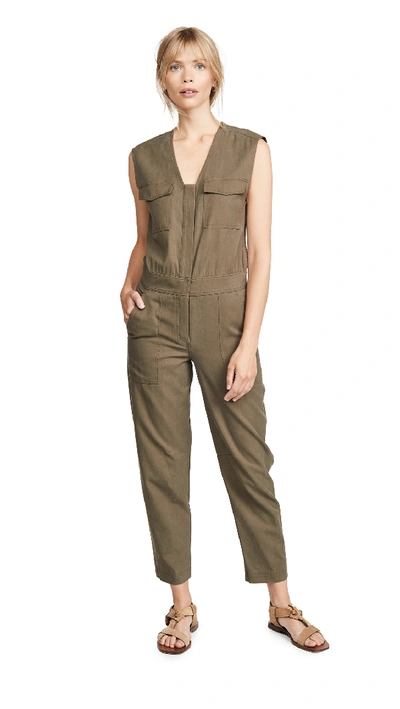 A.l.c Damien Sleeveless Ankle Jumpsuit In Military