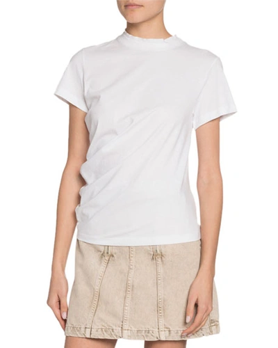 Proenza Schouler Crewneck Short-sleeve Twisted Jersey Cotton Tee In White