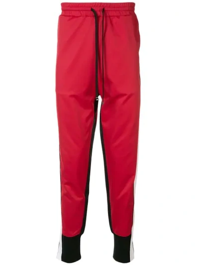 Miharayasuhiro Contrasting Panels Track Trousers In Red