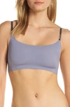 Calvin Klein Invisibles Comfort Lightly Lined Retro Bralette In Blue Granite