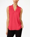 Calvin Klein V-neck Sleeveless Blouse In Watermelon